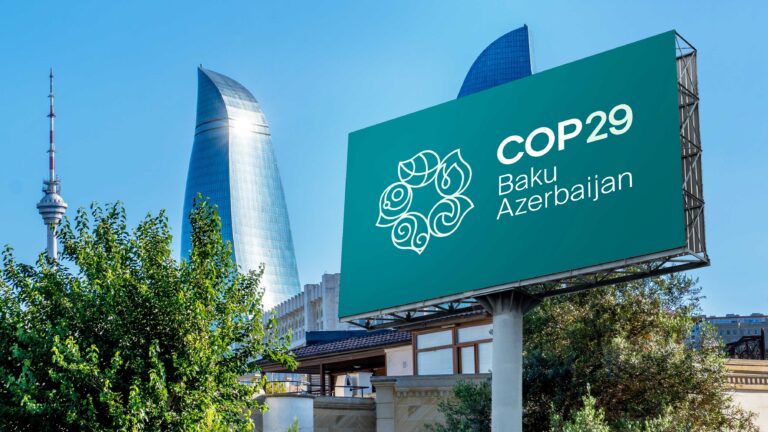 Billboard advertsing COP29, pictured in Baku, Azerbaijan.