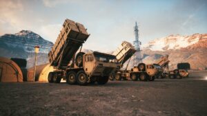 Military missile defense battery. Anti missile defense system.