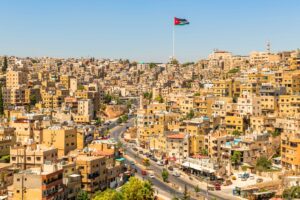 Amman, Jordan - August 13, 2024 - Panoramic View of Amman City Buildings