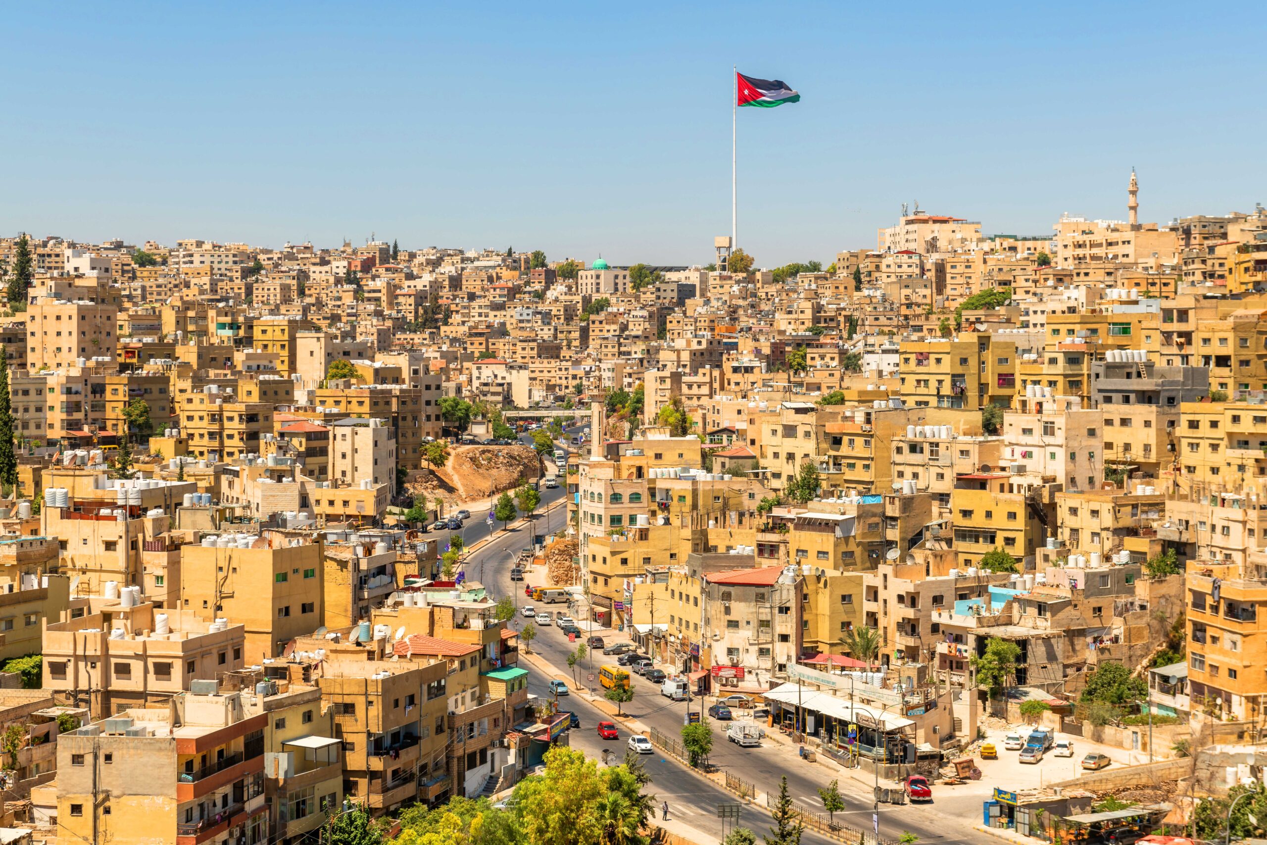 Amman, Jordan - August 13, 2024 - Panoramic View of Amman City Buildings