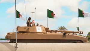 Algers, Algeria - 05 July 2020: military parade in Algeria. Military equipment rides through Highway. Heavy fighting vehicles