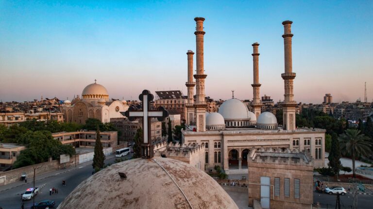 A church next to a mosque, peaceful coexistence in Syria.