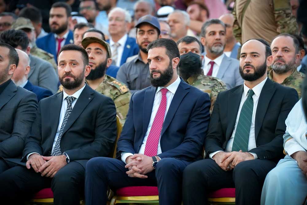 Syrian President Ahmad al-Sharaa, also known as Abu Mohammad al-Joulani, during the celebration of the revolution's victory and the lifting of sanctions. Syria, May 27, 2025.