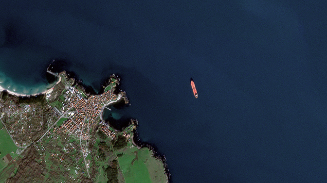 PlanetScope® image of a vessel allegedly the MIT Kairos near Ahtopol, Bulgaria, captured on January 13, 2026. © 2026, Planet Labs PBC. All Rights Reserved.