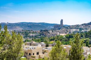 Panoramic view of the new neighborhoods of Jerusalem, Israel.