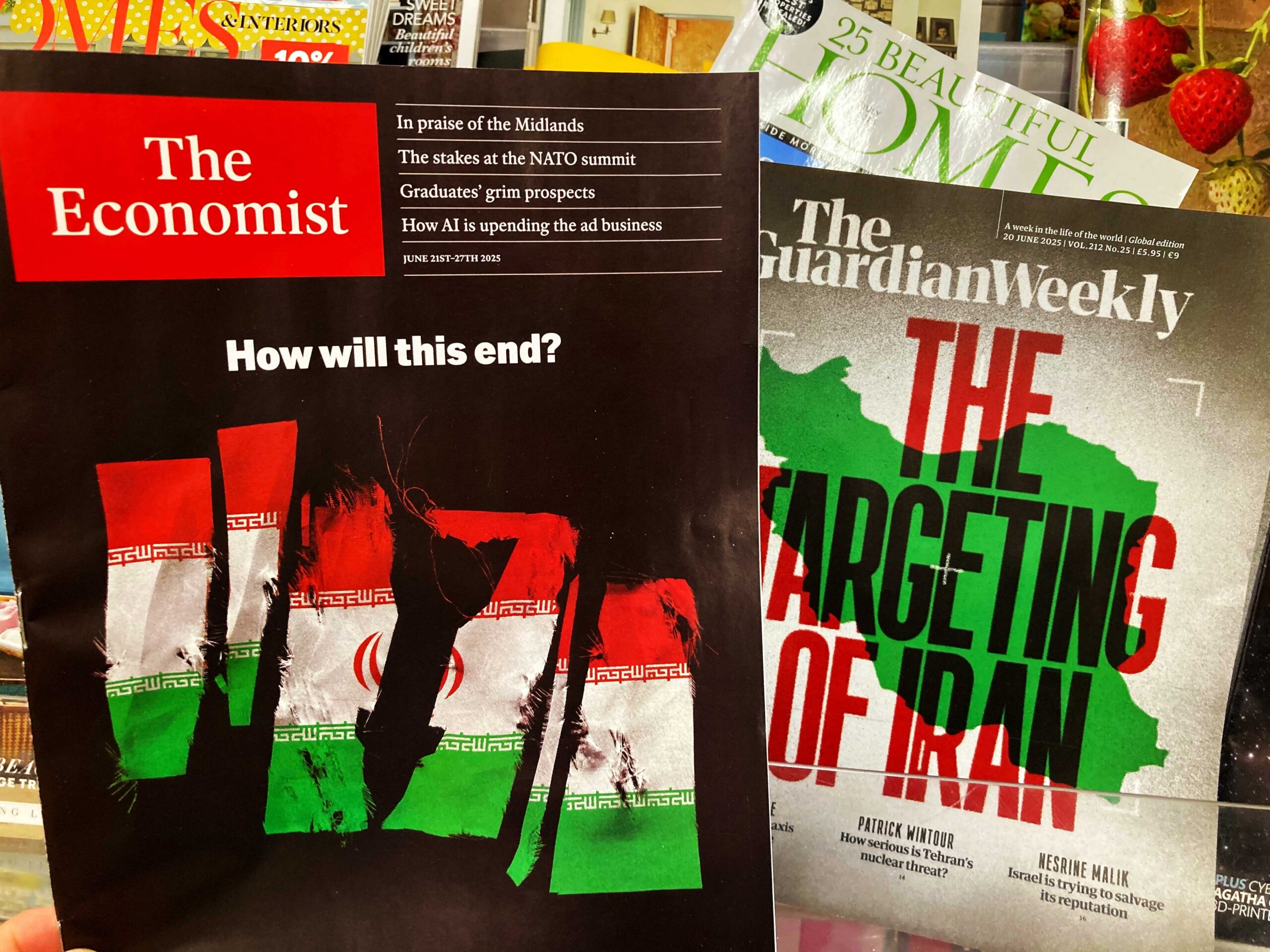 Grantham , England , UK 22 June 2025 : Attitudes of UK political magazine towards Israel Iran war