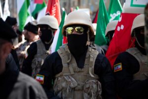 Quds Day march, Iranian military force. Threatening Israel and displaying Iranian-backed forces for war with Israel. Iran Tehran, April 5, 2024