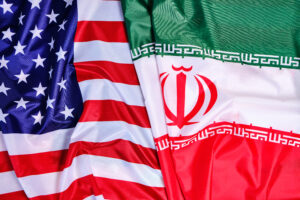 Flag of the United States of America and Iran